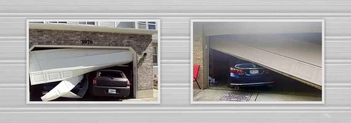 Repair Commercial Garage Door Got Hit By A Car in Oakville, Ontario